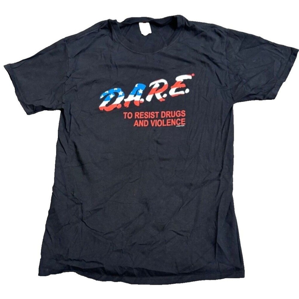 Men's Unbranded D.A.R.E. Drug Awareness Resistance USA T-Shirt - Size M - Black